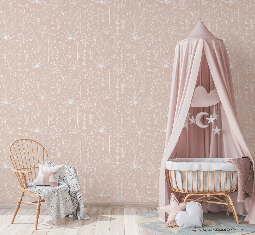 Pink boho wallpaper - Peel and Stick or Non-Pasted