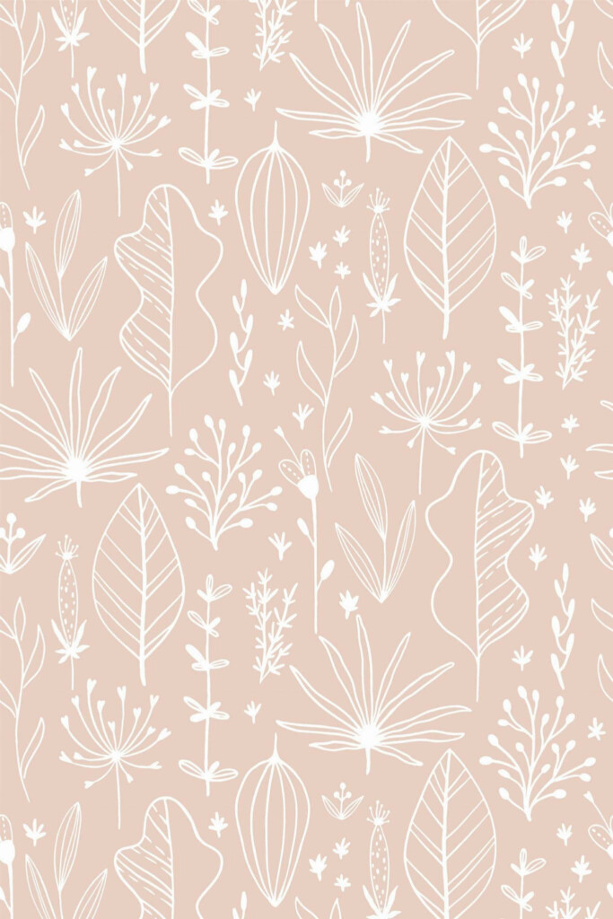 Pattern repeat of Pink boho removable wallpaper design