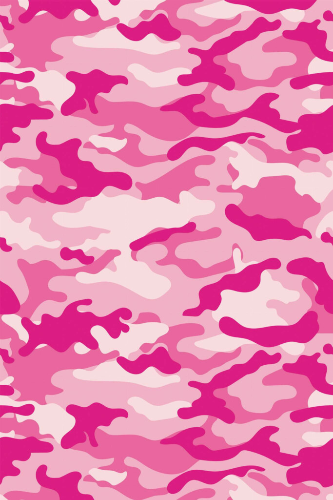 Pattern repeat of Pink camouflage removable wallpaper design