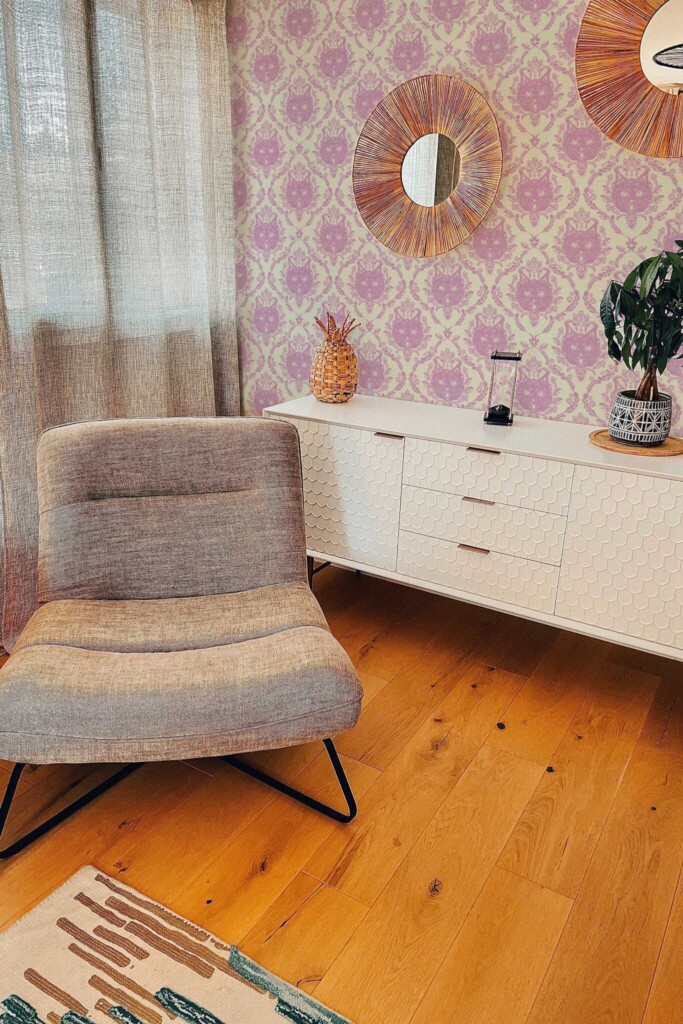 Fancy Walls pastel baroque cat traditional wallpaper