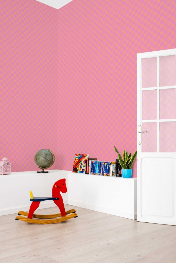 Fancy Walls Pink Checkered Pink self-adhesive wallpaper