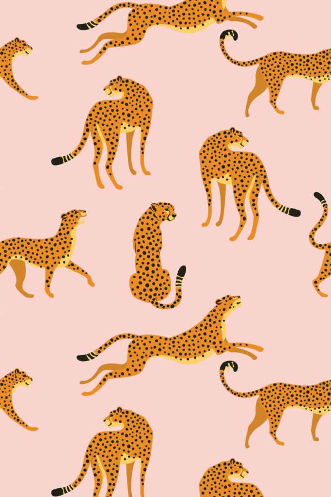 Pattern repeat of Pink cheetah removable wallpaper design