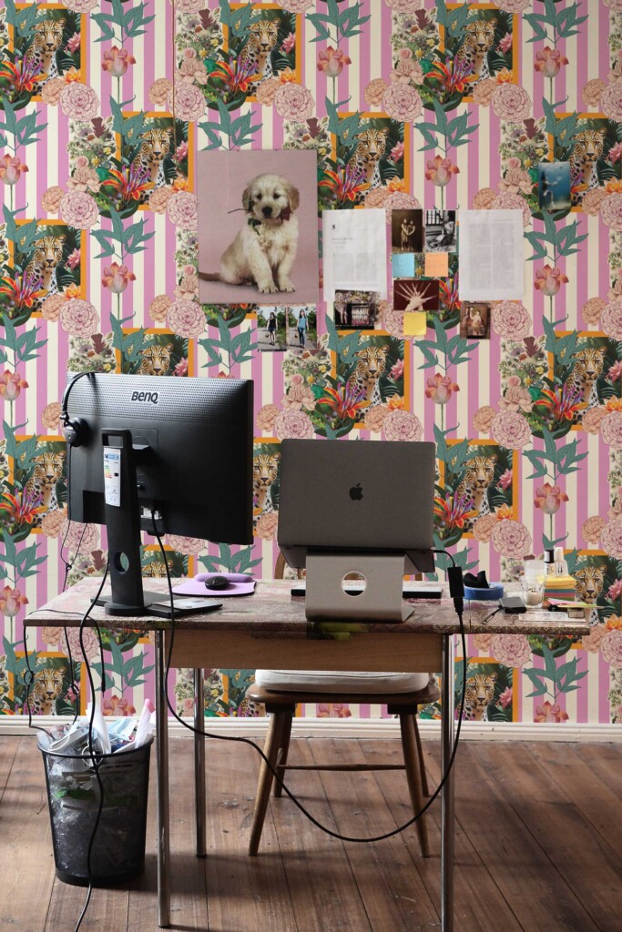 Fancy Walls self-adhesive wallpaper featuring bold pink cheetahs