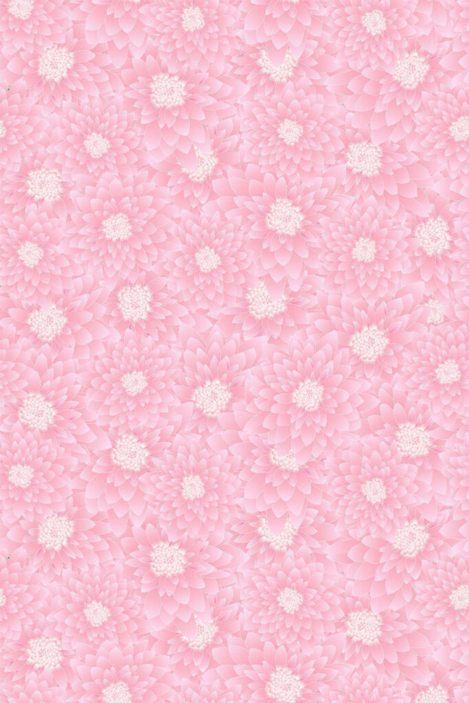 Pattern repeat of Pink chrysanthemum removable wallpaper design