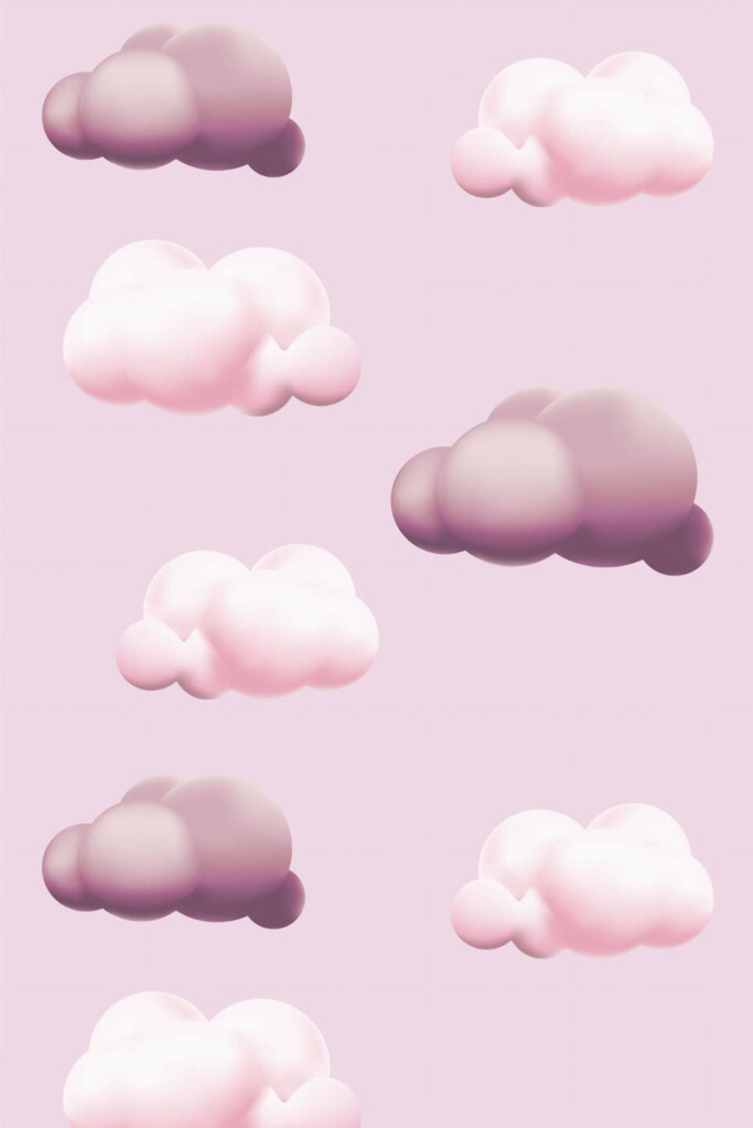 Pattern repeat of Pink cloud removable wallpaper design