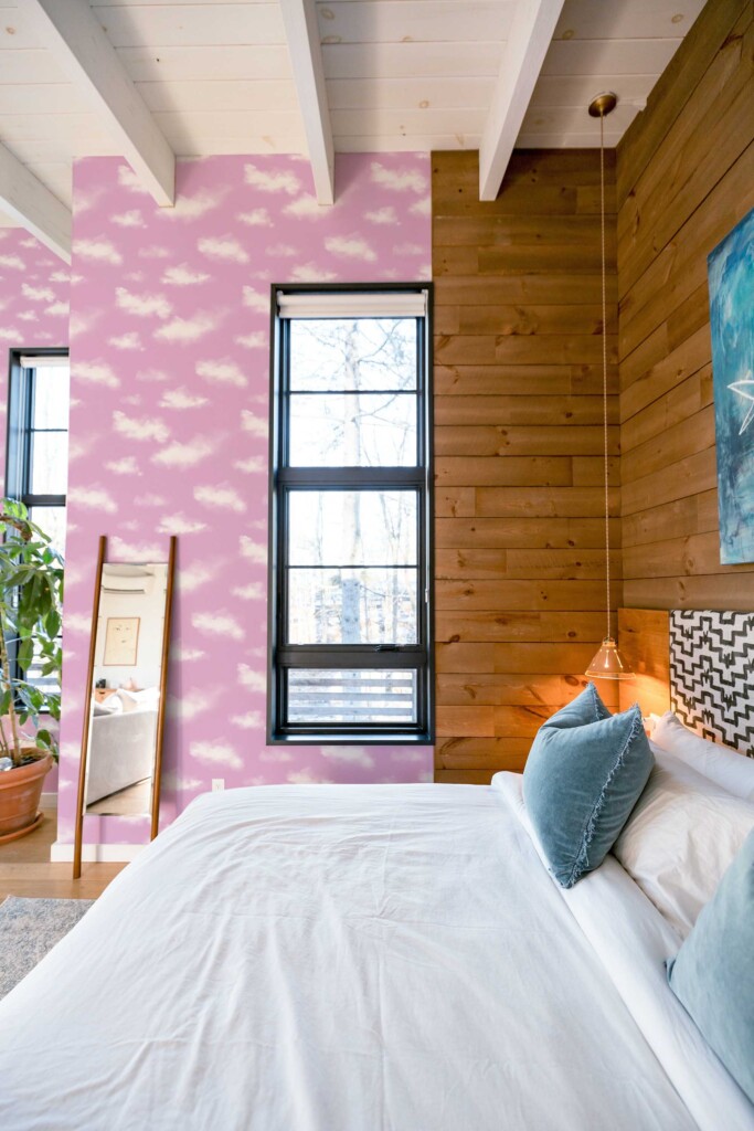Pink fun wallpaper with clouds by Fancy Walls