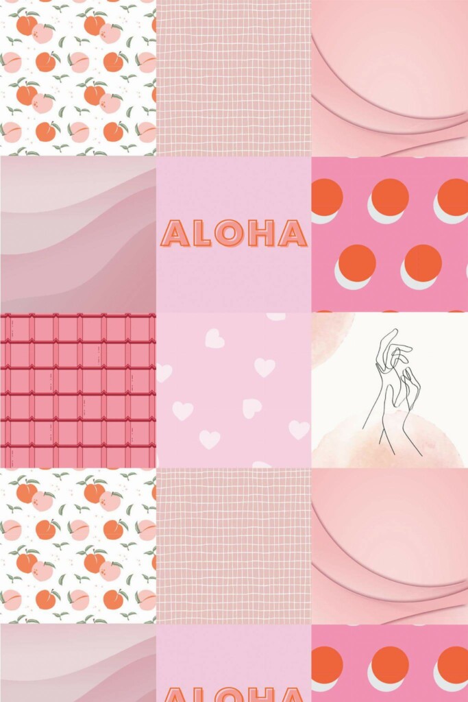 Pattern repeat of Pink collage removable wallpaper design
