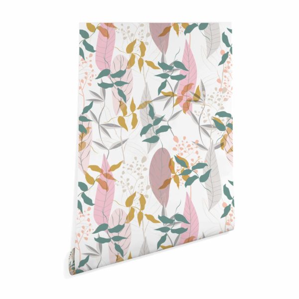 Abstract Scandinavian colorful leaf stick on wallpaper