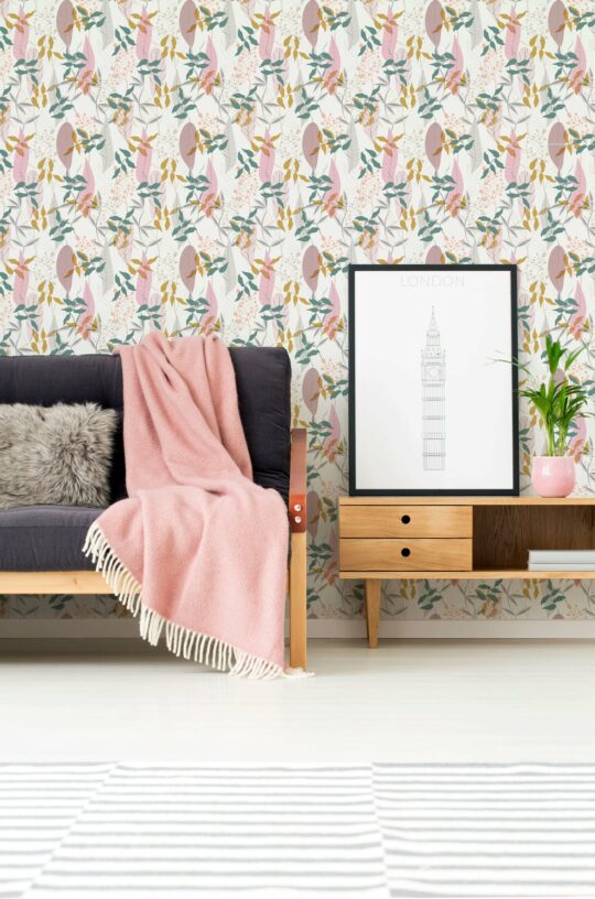 Abstract Scandinavian colorful leaf self adhesive wallpaper