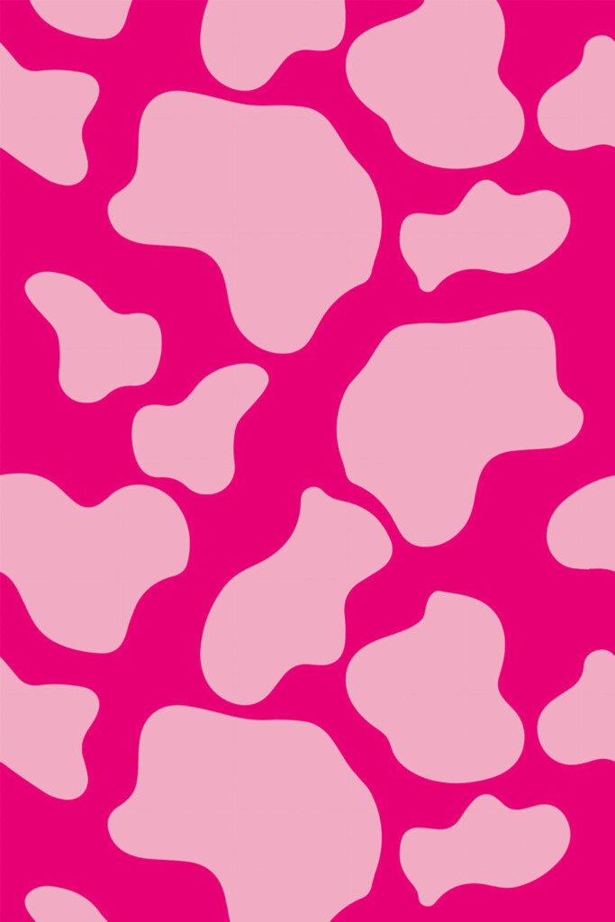 Pattern repeat of Pink cow pattern removable wallpaper design