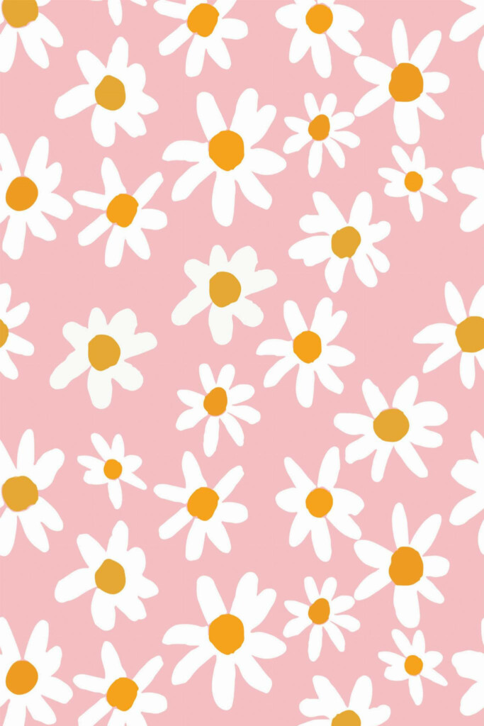 Pattern repeat of Pink Daisies removable wallpaper design