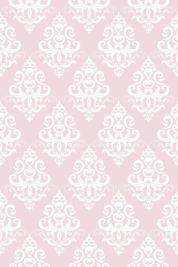 Pattern repeat of Pink damask removable wallpaper design