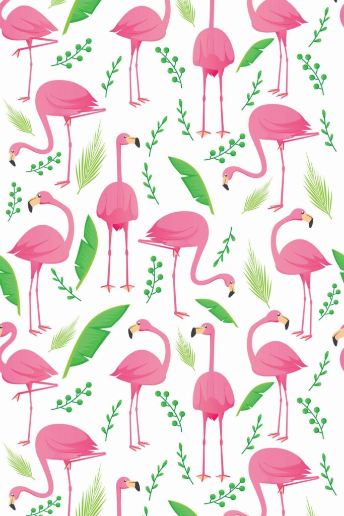 Pattern repeat of Pink flamingo removable wallpaper design