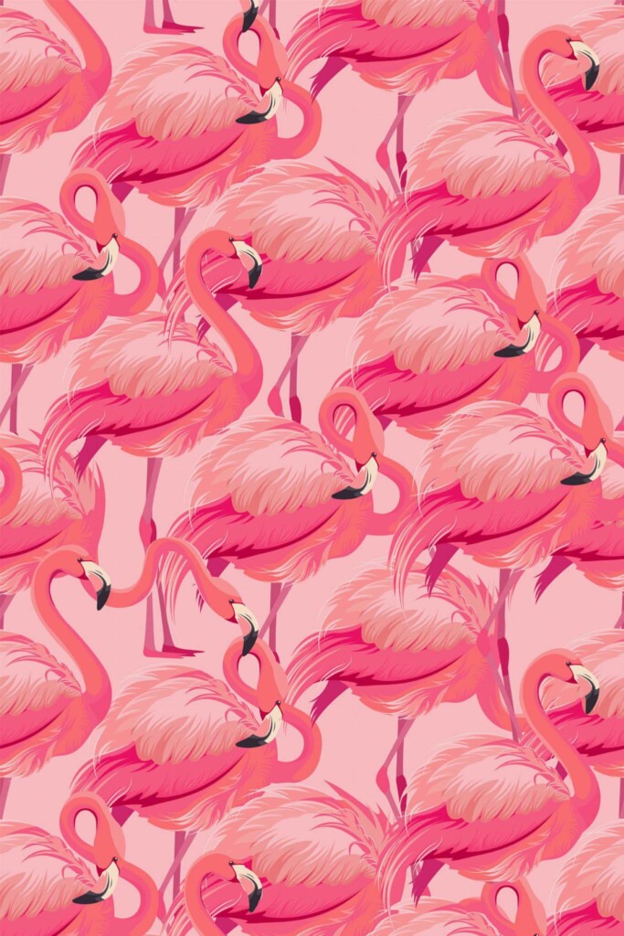 Pattern repeat of Pink flamingo removable wallpaper design