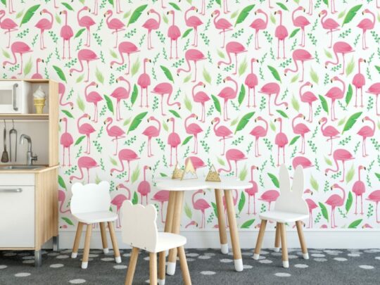 Pink flamingo peel stick wallpaper