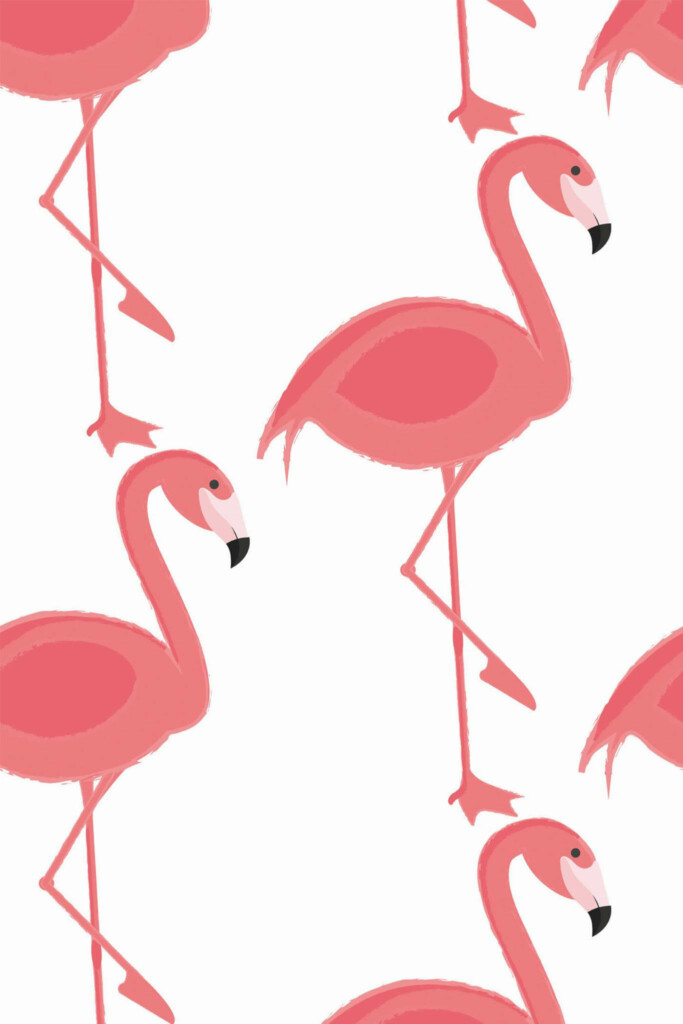 Pattern repeat of Pink flamingos removable wallpaper design