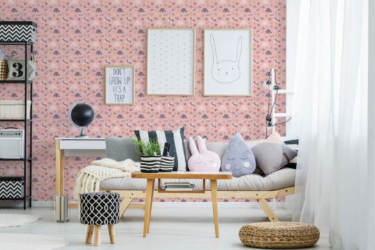 Pink floral sticky wallpaper