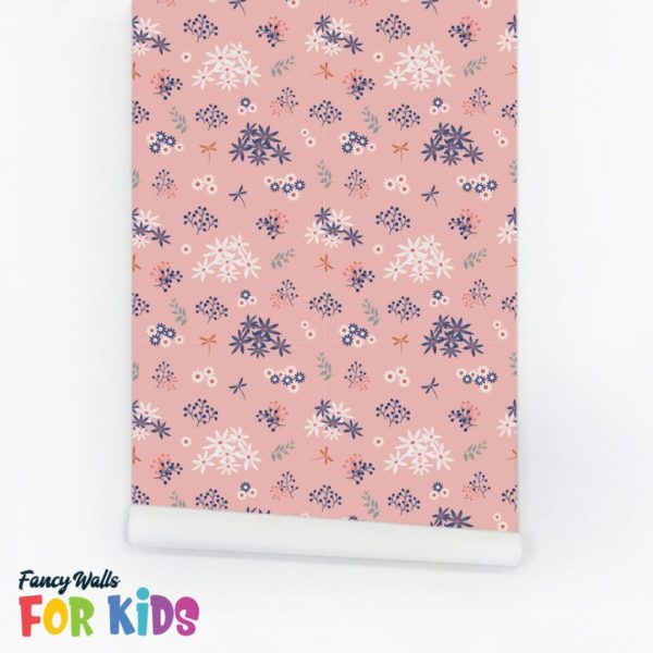 Pink floral wallpaper peel and stick