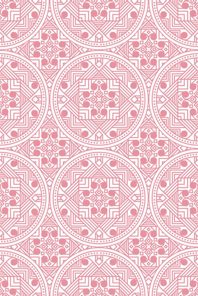 Pattern repeat of Pink geometric removable wallpaper design