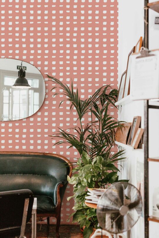 Pink Grid peel and stick traditional wallpaper by Fancy Walls