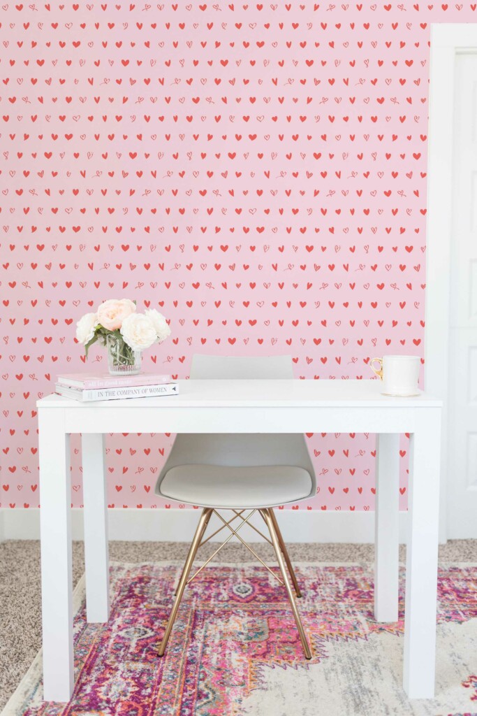 Self-Adhesive Tiny Heart Wallpaper by Fancy Walls in Pink