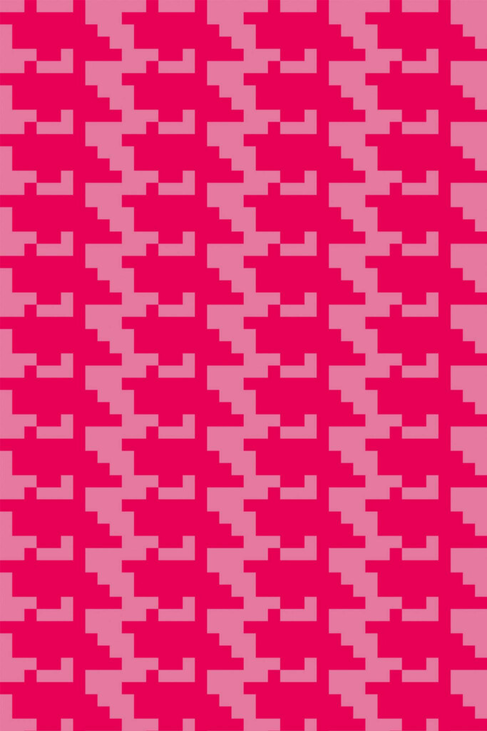 Pattern repeat of Pink houndstooth removable wallpaper design
