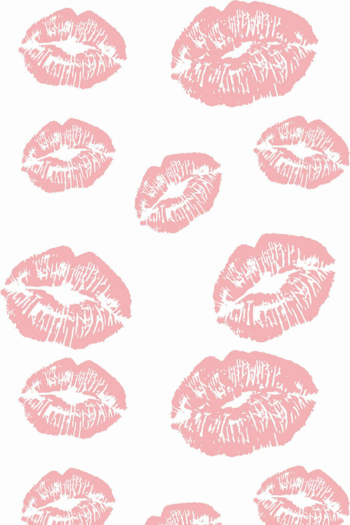 Pattern repeat of Pink kiss removable wallpaper design