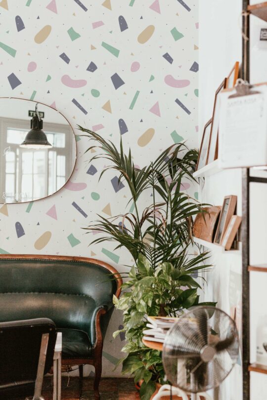 Aesthetic pastel terrazzo stick on wallpaper