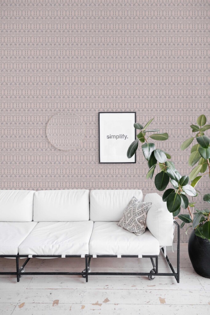 Fancy Walls unpasted wallpaper showcasing a pink Art Deco aesthetic.