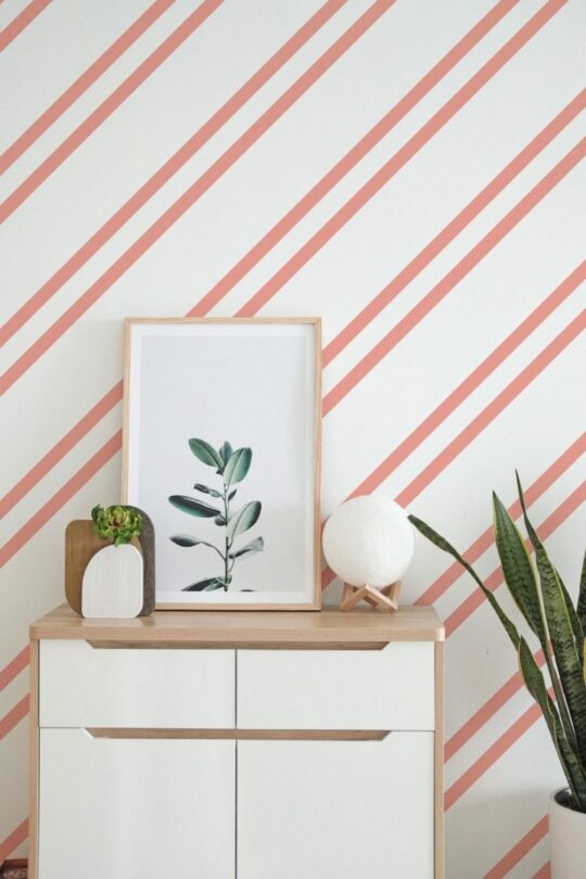 Diagonal lines peel and stick removable wallpaper