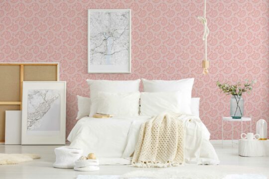Paisley pattern wallpaper for walls in pink by Fancy Walls