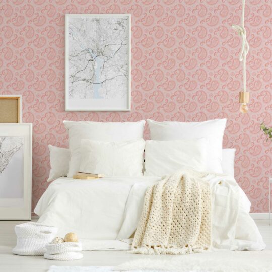 Room with pink furniture and wallpaper Royalty Free Vector