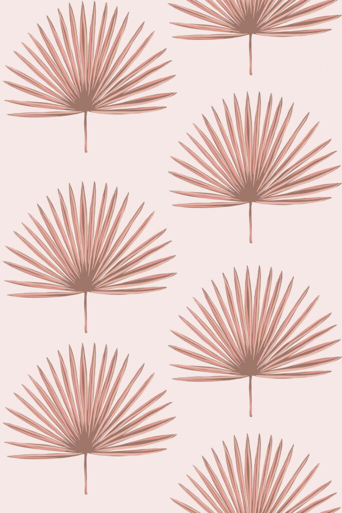 Pattern repeat of Pink palm leaf removable wallpaper design