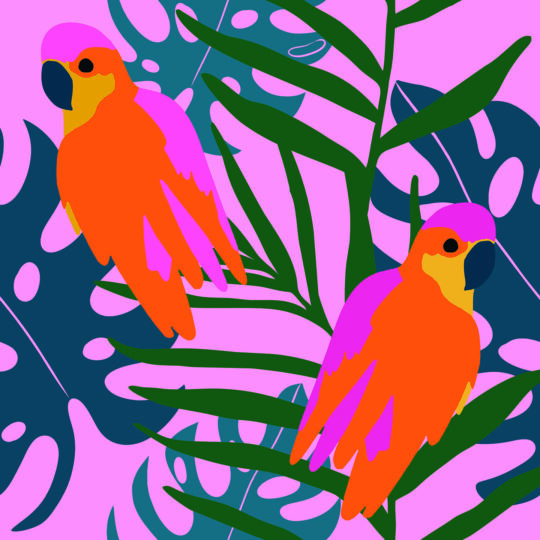 Lush Pink Paradise peel and stick bird design by Fancy Walls
