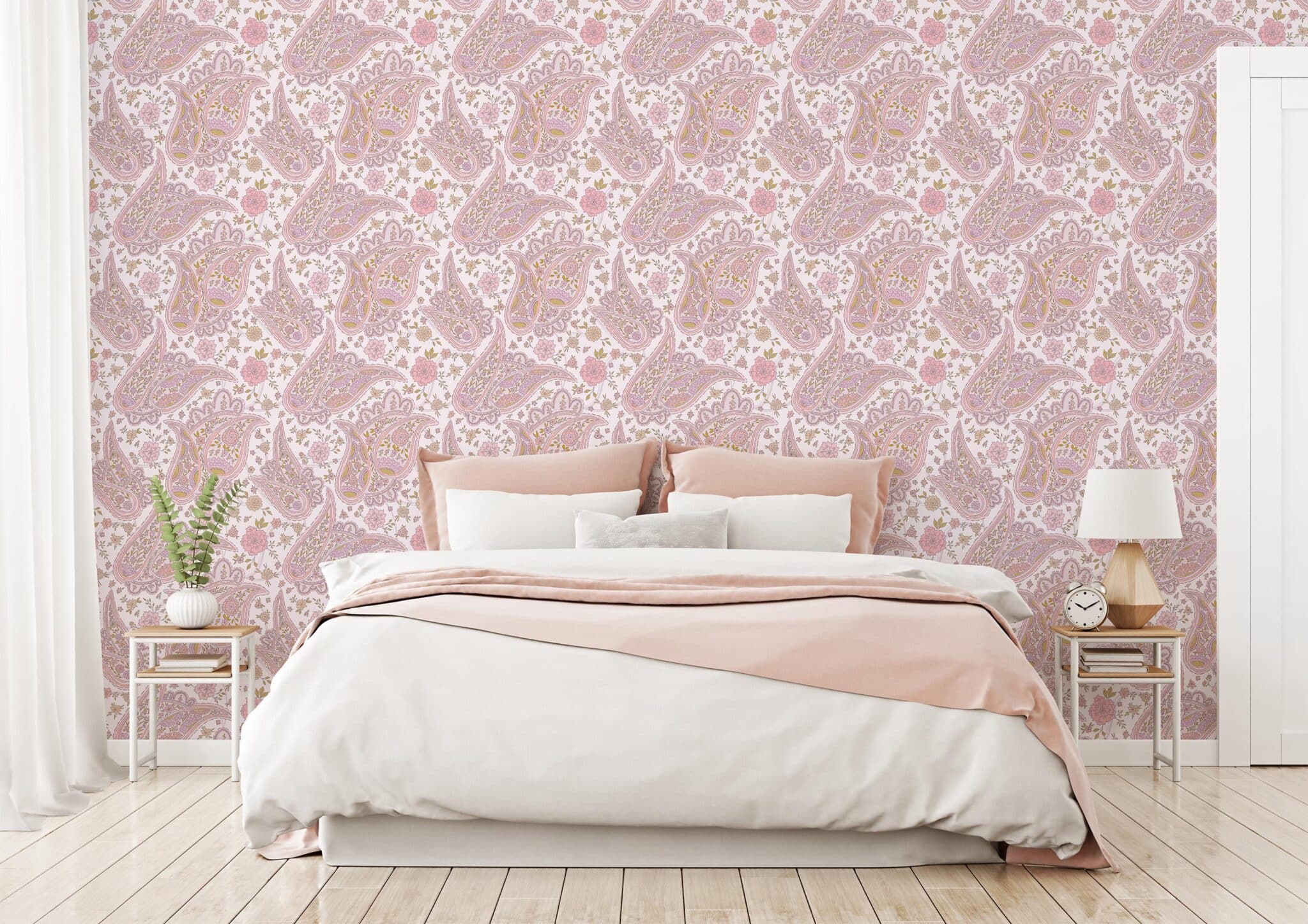 Pink Paisley Wallpaper Peel And Stick Or Non Pasted Save 25   Pink Powder Room Peel And Stick Removable   10 2048x1448 