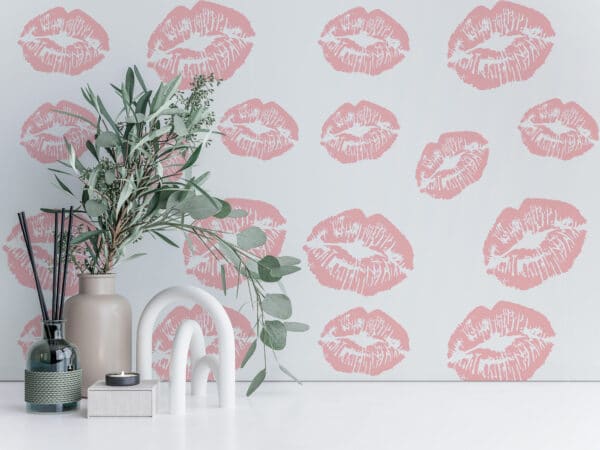girly lips peel and stick wallpaper