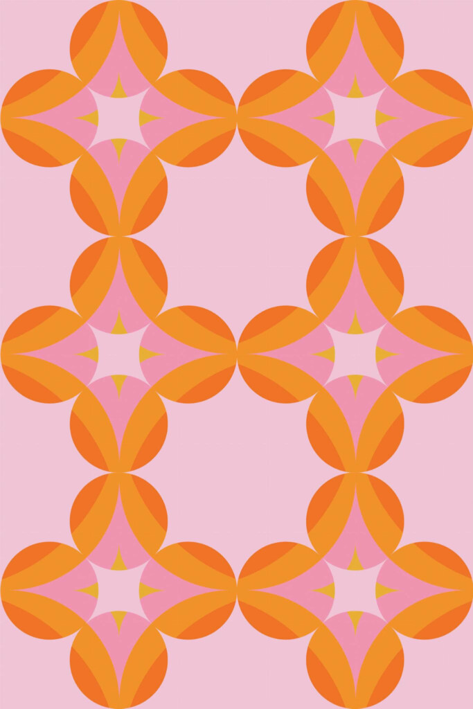 Pattern repeat of Pink retro removable wallpaper design