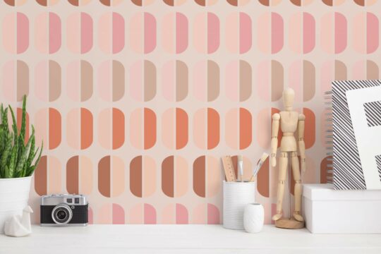Pink pastel retro peel and stick removable wallpaper
