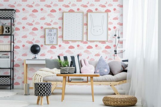 Pink clouds self adhesive wallpaper