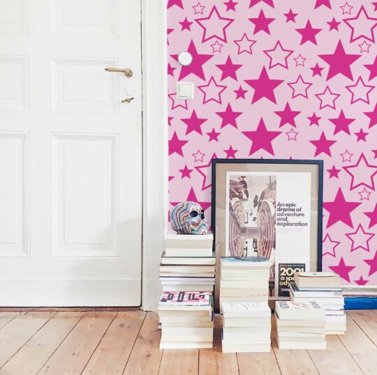 Radiating Pink Stardust Charm - wallpaper for any room by Fancy Walls