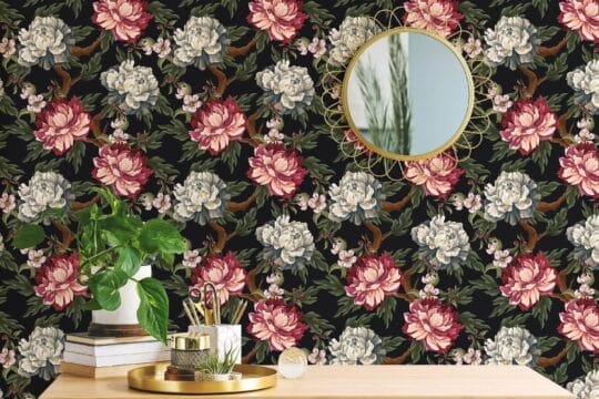 pink dark unpasted wallpaper