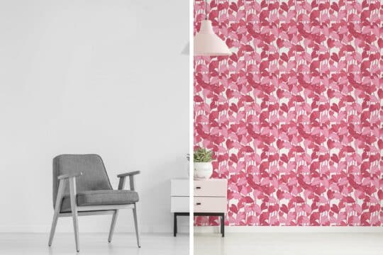 pink leaf unpasted wallpaper