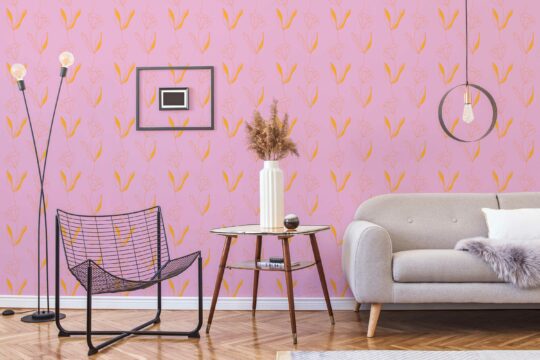 lined flower pink traditional wallpaper