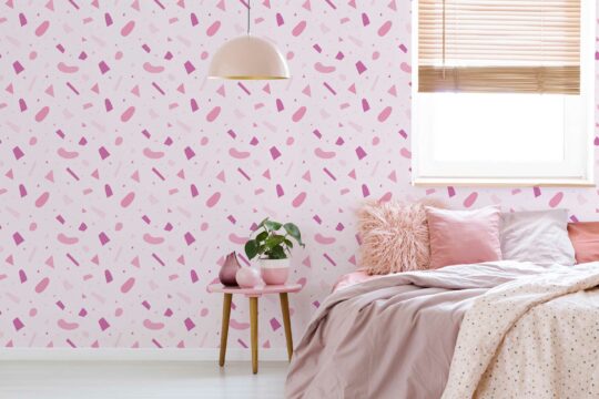 Bedroom uplift with Barbie theme peel and stick wallpaper