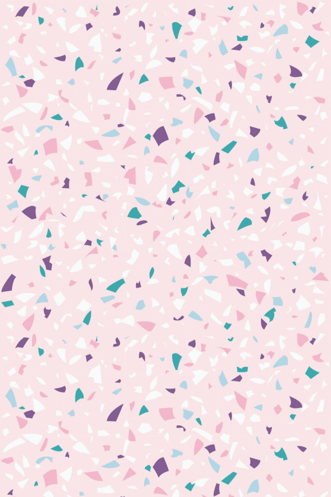 Pattern repeat of Pink terrazzo removable wallpaper design