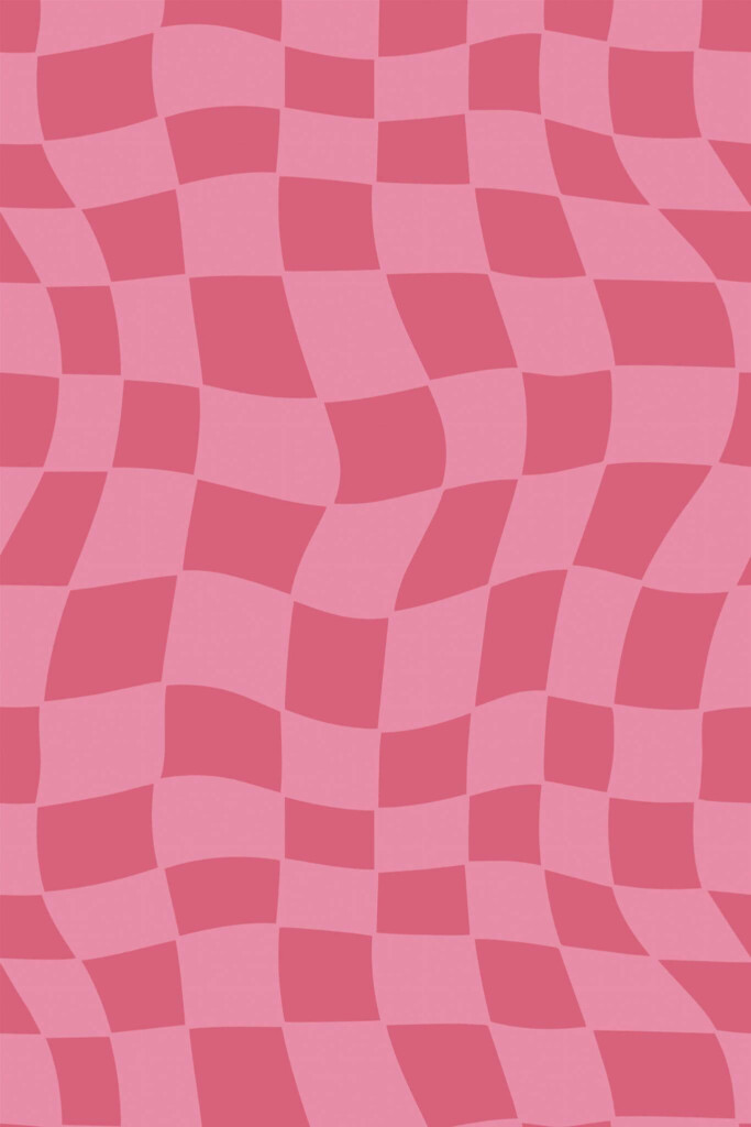 Pattern repeat of Pink trippy grid removable wallpaper design