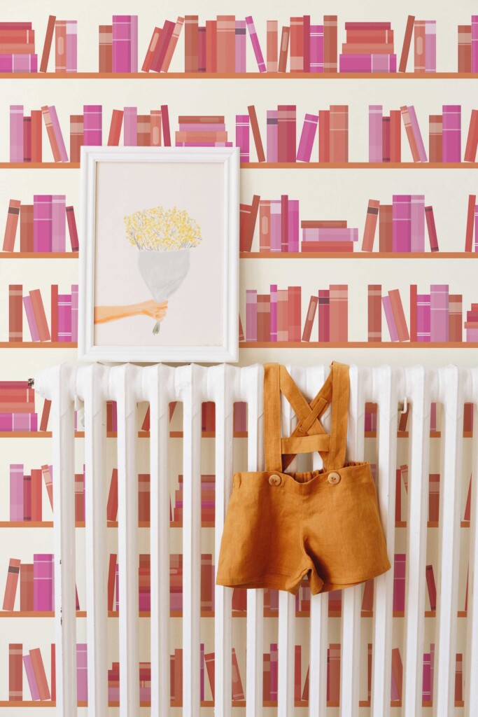 Fancy Walls Pink Fun wallpaper for walls with book-inspired motif