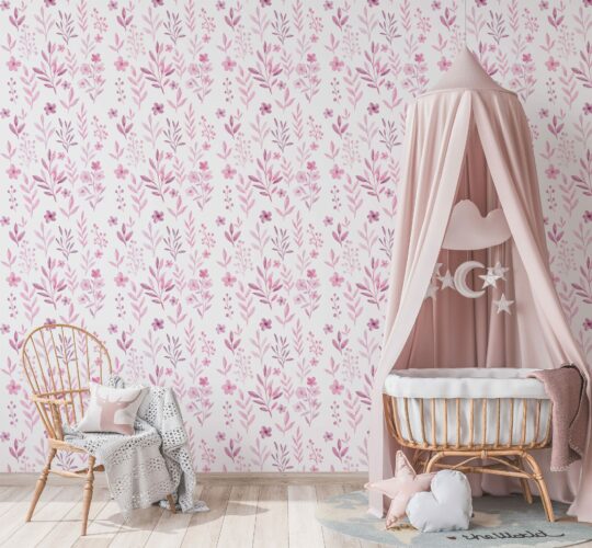 Nursery wallpaper in pink