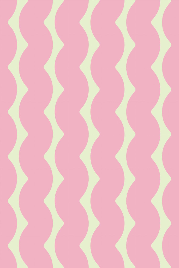 Pattern repeat of Pink waves removable wallpaper design
