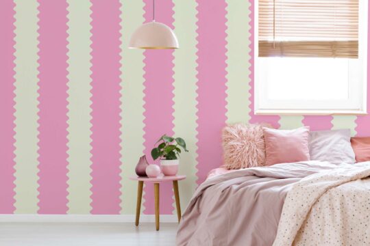 Wiggly Pink Bliss self-adhesive wallpaper by Fancy Walls